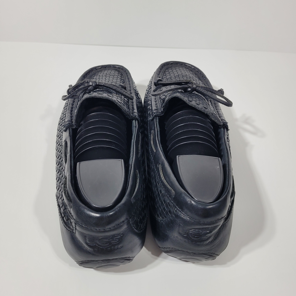 UGG Men’s Black Woven Leather Slip-On Loafers - Picture 5 of 16